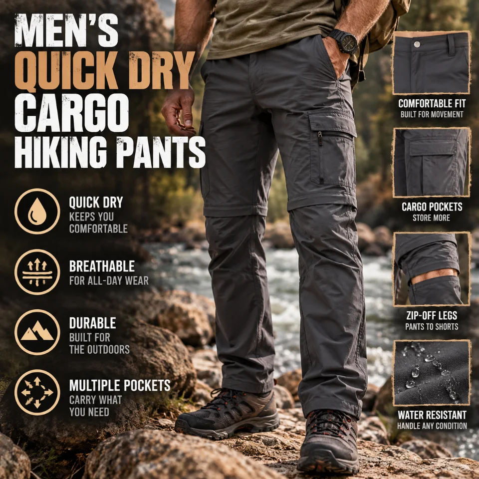 Rugged Quick Dry Cargo Hiking Pants/Shorts